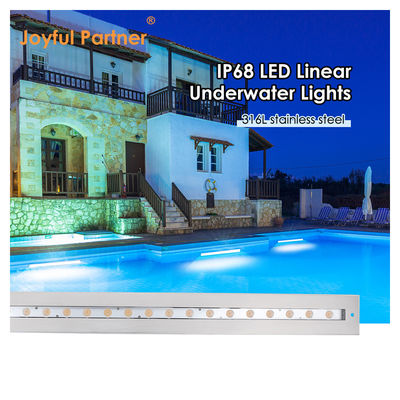 IP68 Lampu Linier Di Bawah Air Stainless Steel 316 24W LED DALI Dimmable dengan lengan pemasangan plastik