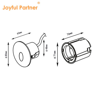 2W Lampu LED Recessed DC24V Lampu Langkah Putih Panas IP65 Waterproof Lampu Dinding Tangga Dengan Pemasangan Plastik
