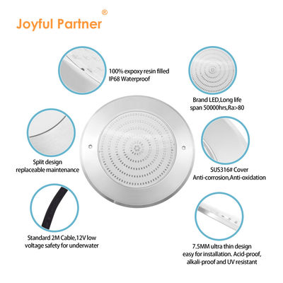 Lampu kolam renang di bawah air Led 316 Baja tahan karat 18W 25W SMD2835 Rambut RGB Ultra Tipis