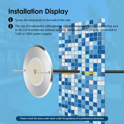 Lampu kolam renang LED DIA160MM*32MM AC12V 316 Baja tahan karat dengan pengontrol RGB