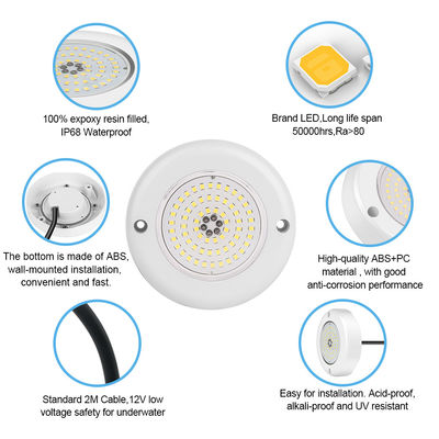 AC 12V Submersible Underwater IP68 RGB Switch Control PC 15W Resin diisi permukaan dipasang LED kolam renang lampu