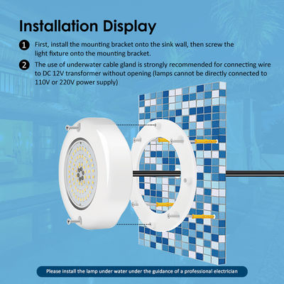 AC 12V Submersible Underwater IP68 RGB Switch Control PC 15W Resin diisi permukaan dipasang LED kolam renang lampu