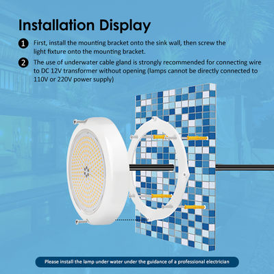 Lampu kolam renang LED bawah air PAR56 permukaan dinding beton dipasang dengan 18 tombol remote controller