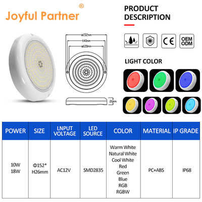 Resin Epoxy IP68 kolam renang pencahayaan Putih Warna PAR56 Lampu 10W LED Lampu bawah air