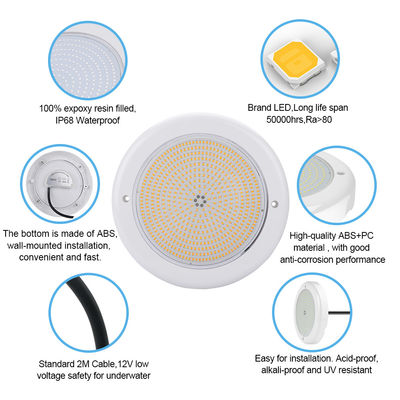 Kolam Renang Waterproof Light Wall Mounted Rgb AC12v Diameter 230mm Ketebalan Bahan ABS 42W