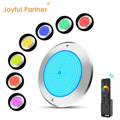 Lampu kolam renang air kontrol jarak jauh Baja tahan karat 316 permukaan dipasang 42W Lampu kolam renang AC12/24V RGB
