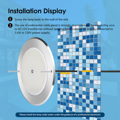 Lampu kolam renang air kontrol jarak jauh Baja tahan karat 316 permukaan dipasang 42W Lampu kolam renang AC12/24V RGB