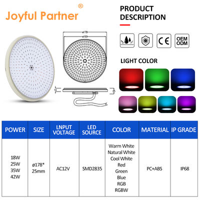 Lampu Bohlam Kolam Renang IP68 Tahan Air 18W Putih Hangat atau Putih Dingin 18W Lampu LED Bawah Air