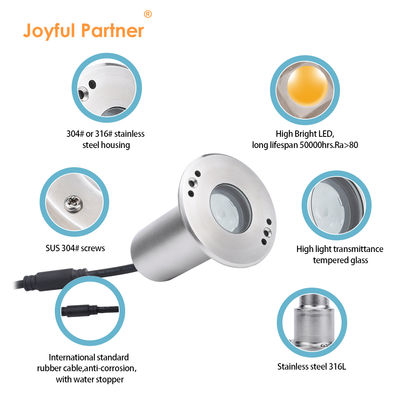 LED Mini Tanda Tersembunyi Tahan Air 1W 12V DC 8° Sudut Sinar Sempit IP68 Pencahayaan Lanskap Luar Ruangan