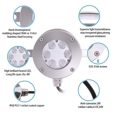 Joyful Partner IP68 Tahan Air 6W/12W/18W DC12V RGB DMX Air Mancur LED Bawah Air Musik Menari Air