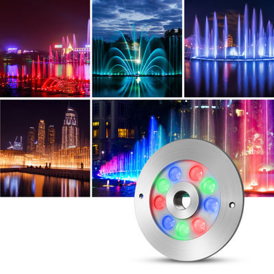 Lampu Air Mancur LED Bawah Air DMX RGB 18W DC24V IP68 Tahan Air Baja Tahan Karat Joyful Partner