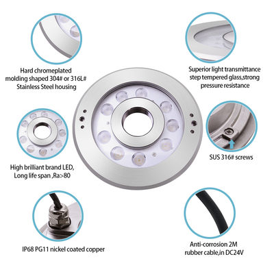 Lampu air mancur LED baja tahan karat IP68 DC24V Sertifikasi CE