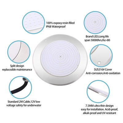 IP68 LED PAR56 Pool Light RGB Perubahan warna 12VDC AC 35W DIA280mm SMD2835 432pcs Dengan paket warna