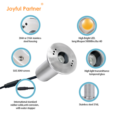 IP68 Terkubur Lampu Bawah Air 3WRGB3in1 LED Baja tahan karat 316L DC24V Dekorasi Untuk Kolam Renang