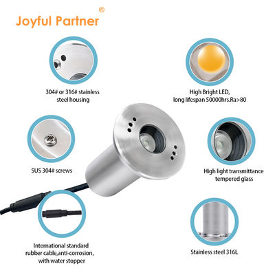 LED Lampu bawah air DMX Control RGB Premium 1W/2W/3W Dikubur 316 Baja tahan karat Untuk kolam renang