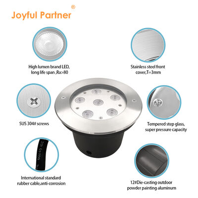 24VDC Outdoor Inground Light Tahan Air 6W 12W DIA160MM Badan Stainless Steel Untuk Proyek