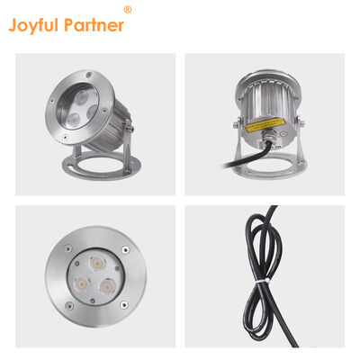 Lampu LED bawah air 3x3W RGB 3in1 Baja tahan karat 316SS IP68 12V-24V Lampu sorot tegangan rendah untuk aplikasi lanskap
