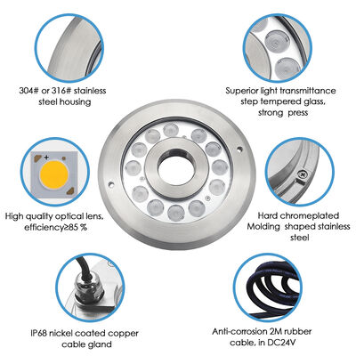 LED 12V 24V Air mancur Cahaya bawah air IP68 Baja tahan karat RGB Struktur Jet Air Waterproof Perubahan warna Kontrol eksternal