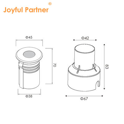 Underground Up Light IP67 3W CREE LED Anti Glare Desain DIA45MM Aluminium Housing Untuk Jalan