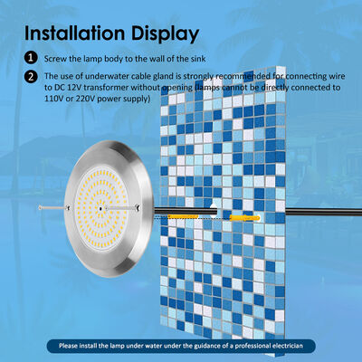 Lampu kolam renang yang dapat ditanam PAR56 6W SMD2835 Ultra Thin SS316L+ABS Waterproof DC12V