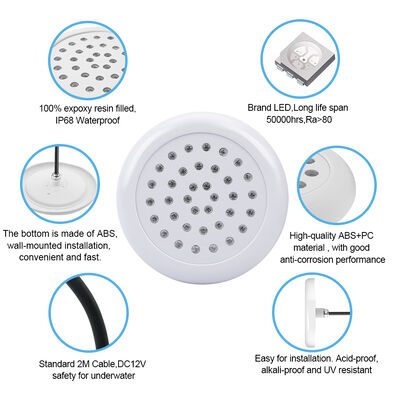 Lampu kolam renang OEM/ODM Led Resin Dibawah Air Diisi SMD5050 DC12V SS316L Bahan ABS 100*26MM