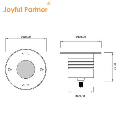 LED Underwater Recessed Light DIA110MM 4W 8W DC24V 316 Stainless Steel Front Cover dengan Black Box Plastik