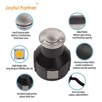 LED Inground Light Strong Load Bearing LED Drive Lebih dari 316 stainless steel front ring SMD LED Dengan ABS Mounting Sleeve