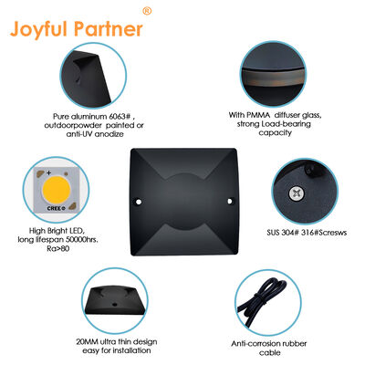 Lampu Jalan Bersegi dengan Emisi Sisi, LED SMD2835, Aluminium Murni 100*100MM 6063, 24VDC, Peringkat IP67