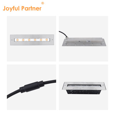 Lampu LED Bawah Air Linear IP68 DC24V 6W 12W Tanam Persegi Panjang 328MM Panjang Dengan Kaca Tempered 8MM