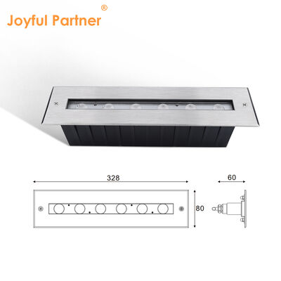 Lampu LED Bawah Air Linear IP68 DC24V 6W 12W Tanam Persegi Panjang 328MM Panjang Dengan Kaca Tempered 8MM