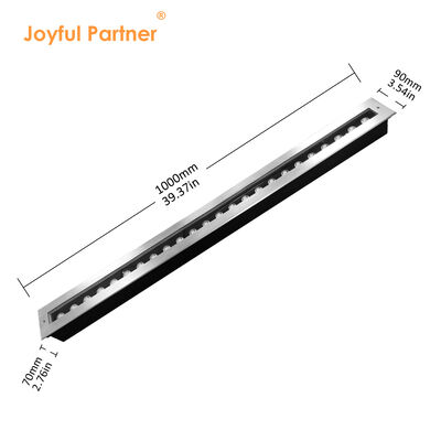 Lampu Linier Bawah Tanah LED 12W 24W 48W DC24V 1000MM 1Meter Stainless Steel316 IP67 Tipe Tertanam