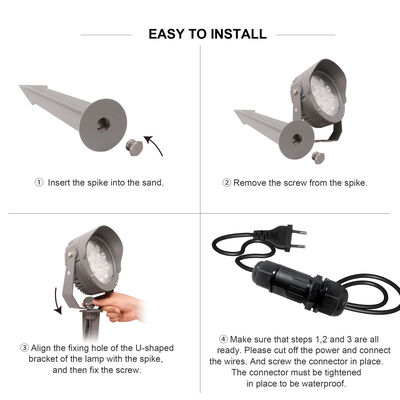 Lampu Sorot Taman LED 12W 24W 36W Driver DMX512 Terpasang DC24V RGB3in1 Bodi Lampu Aluminium Hitam Rumah Aluminium Untuk Penerangan Pohon