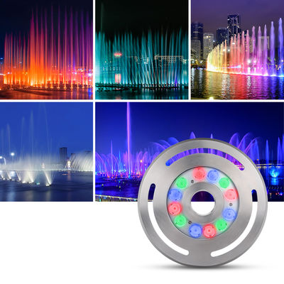LED Fountain Light Dimmable LED RGB Tempered Glass DC12V24V 12x3W RGB3in1 Untuk aplikasi taman